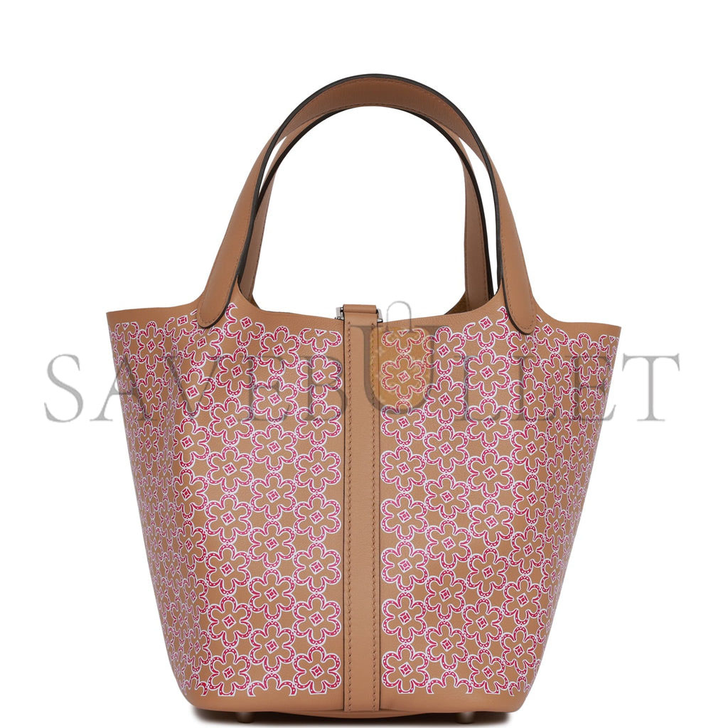 H**mes picotin lock 18 lucky daisy chai swift palladium hardware (18*13*18cm)