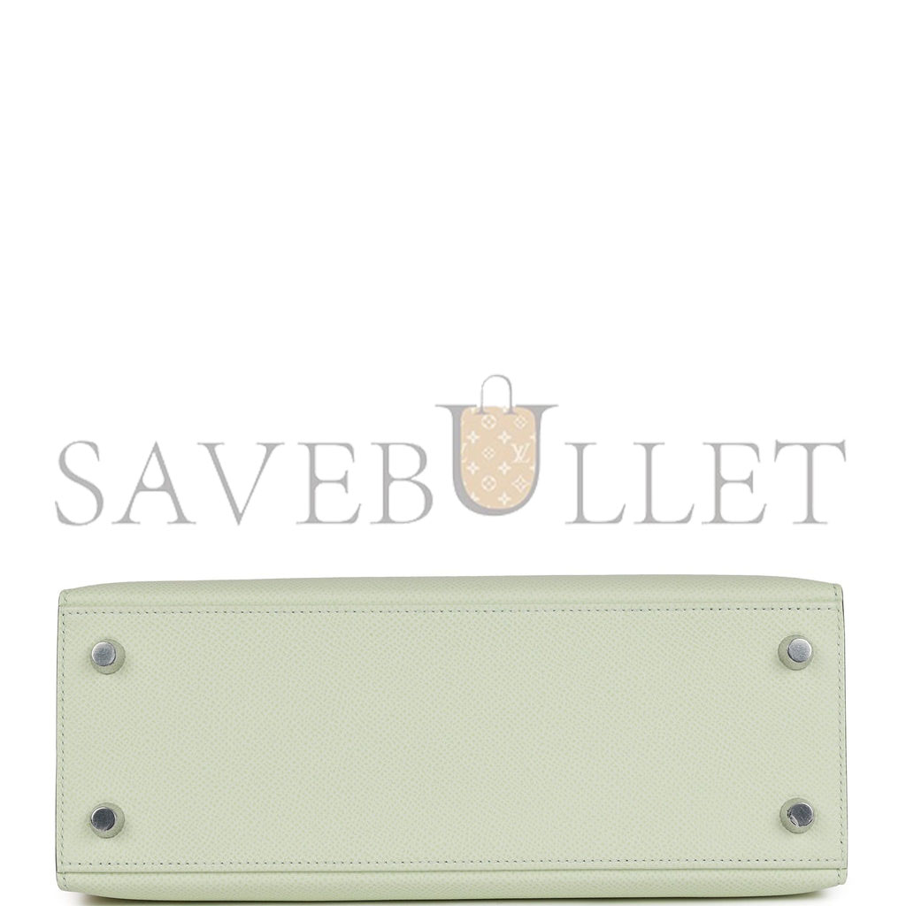 H**mes kelly sellier 25 vert fizz epsom palladium hardware handmade (25*17*7cm)