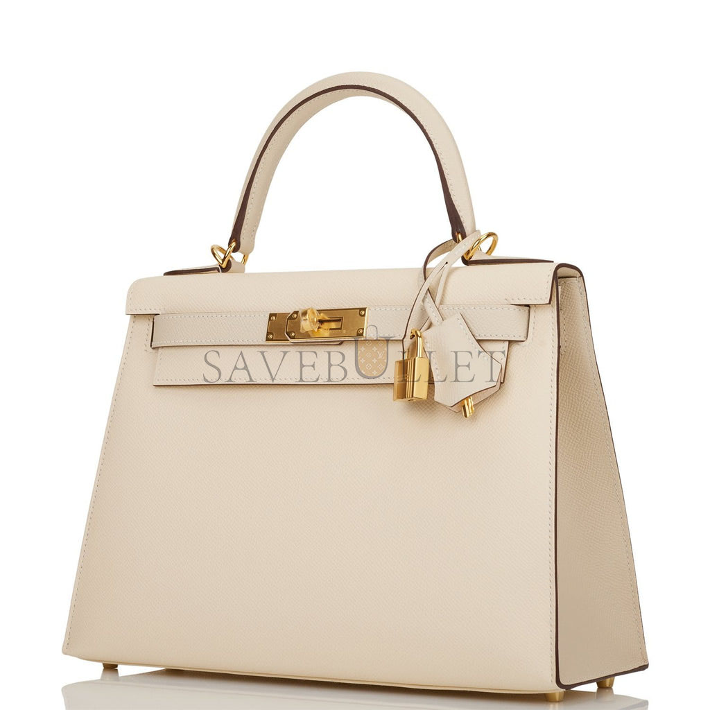 H**mes special order (hss) kelly sellier 28 nata and craie epsom gold hardware (28*22*10cm)