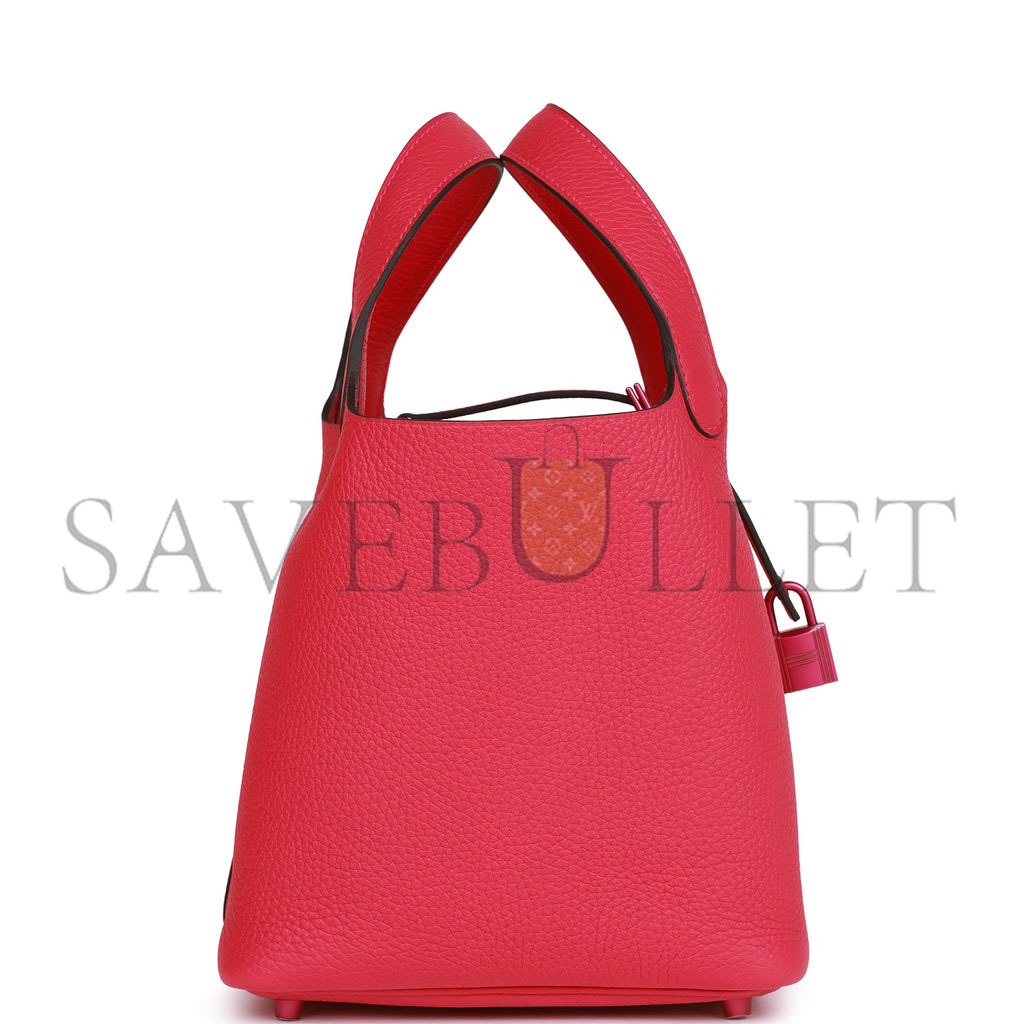 h**mes monoCh*0me picotin 18 rose mexico clemence pink hardware (18*12*19cm)