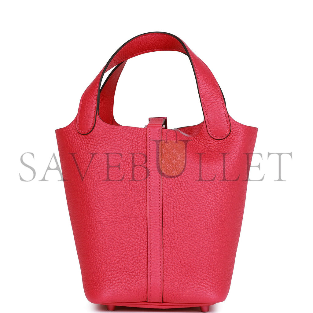 h**mes monoCh*0me picotin 18 rose mexico clemence pink hardware (18*12*19cm)