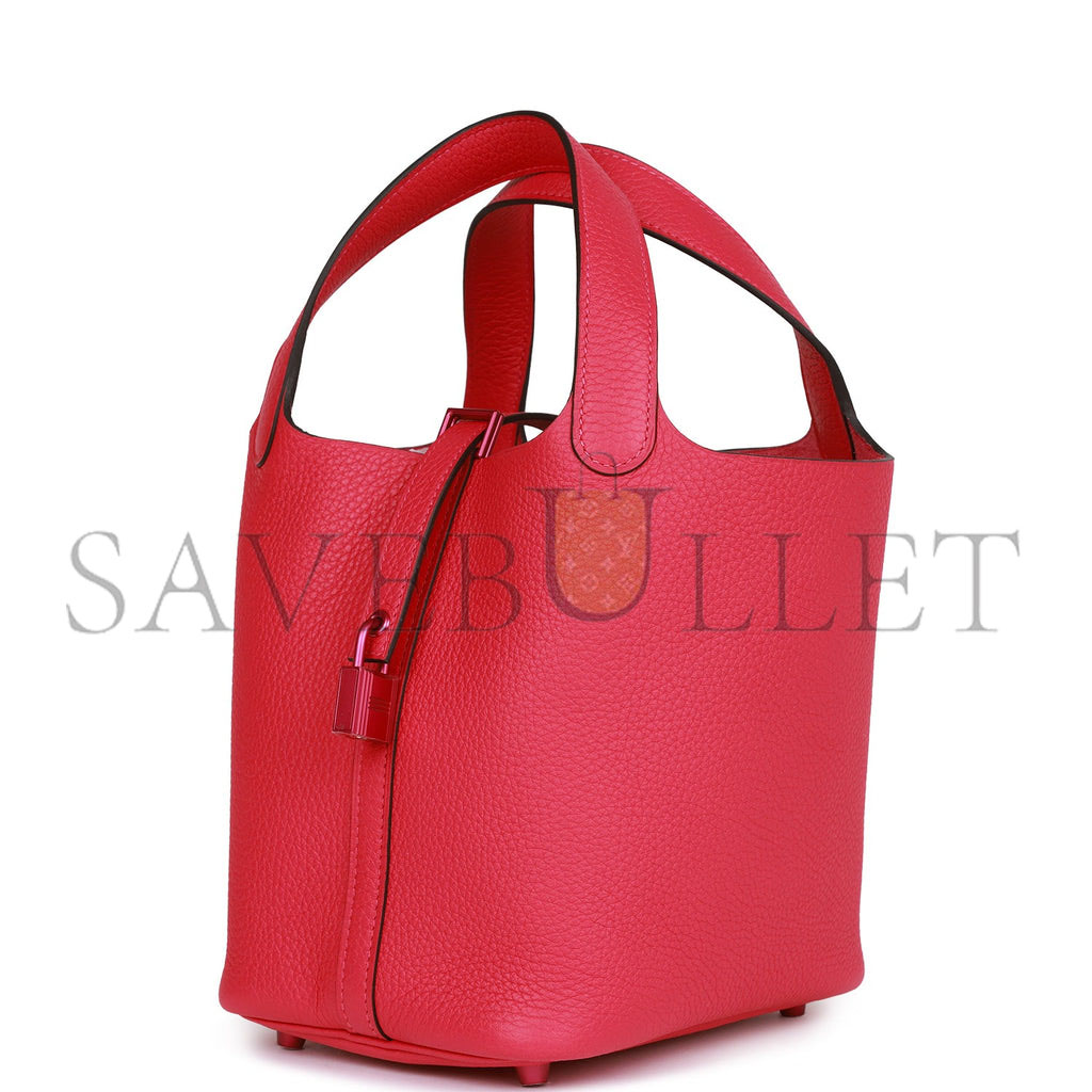 h**mes monoCh*0me picotin 18 rose mexico clemence pink hardware (18*12*19cm)