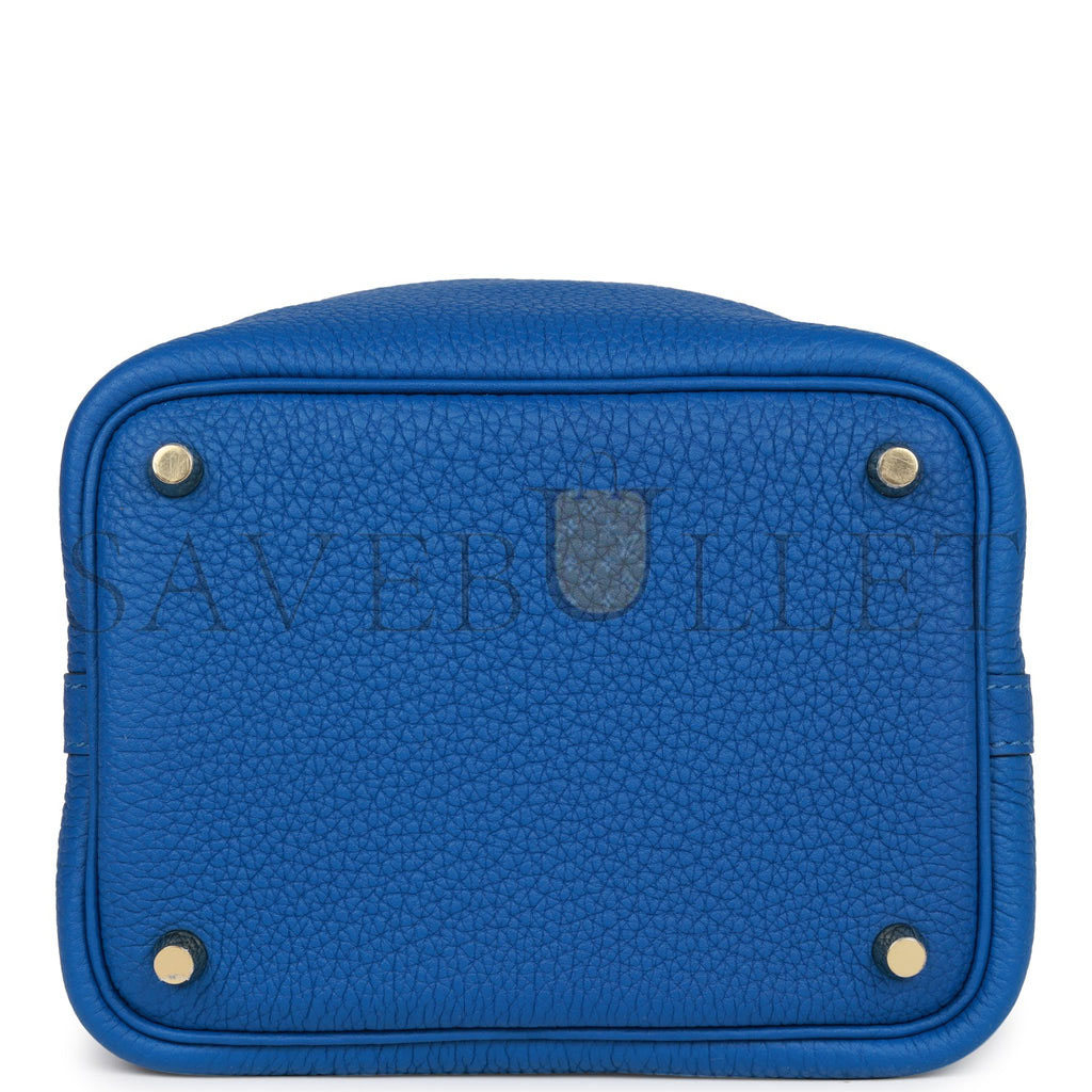 H**mes picotin lock 18 bleu france clemence gold hardware (18*13*18cm)