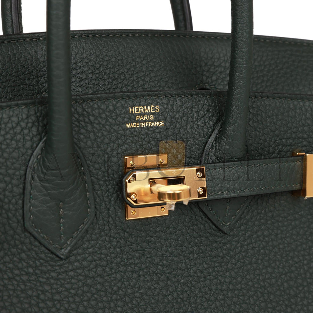 H**mes birkin 25 vert fonce togo gold hardware handmade (25cm)