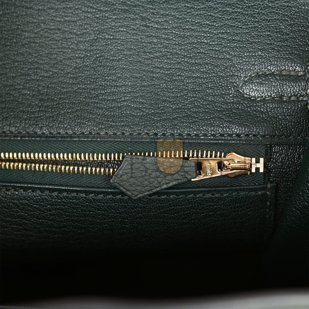 H**mes birkin 25 vert fonce togo gold hardware handmade (25cm)