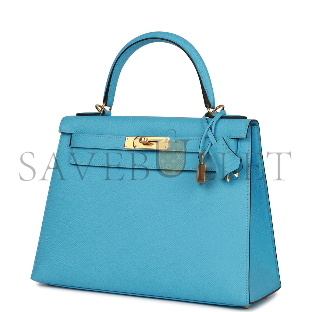 H**mes kelly sellier 28 celeste epsom gold hardware (25*17*7cm)