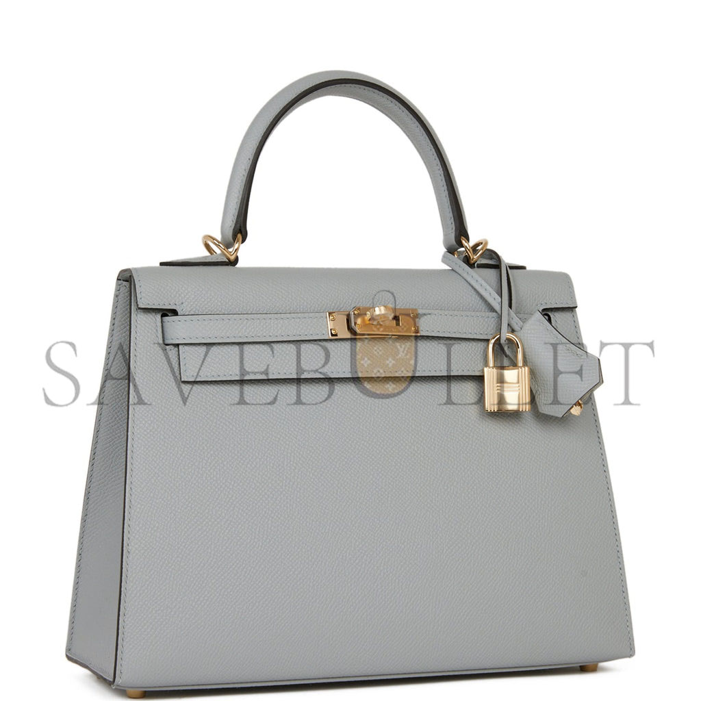 H**mes special order (hss) kelly sellier 25 bleu glacier verso epsom permabrass hardware handmade (25*17*7cm)