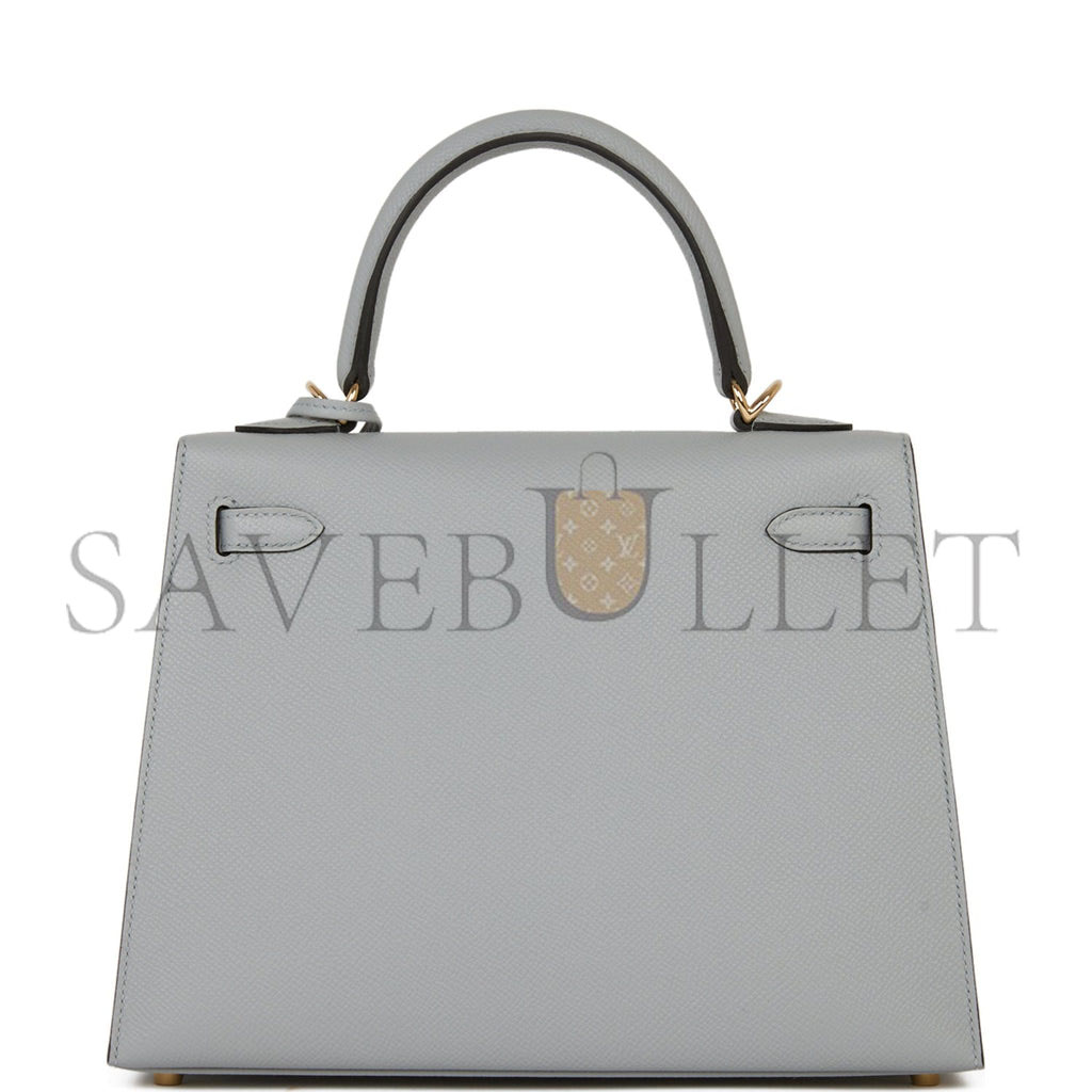 H**mes special order (hss) kelly sellier 25 bleu glacier verso epsom permabrass hardware handmade (25*17*7cm)
