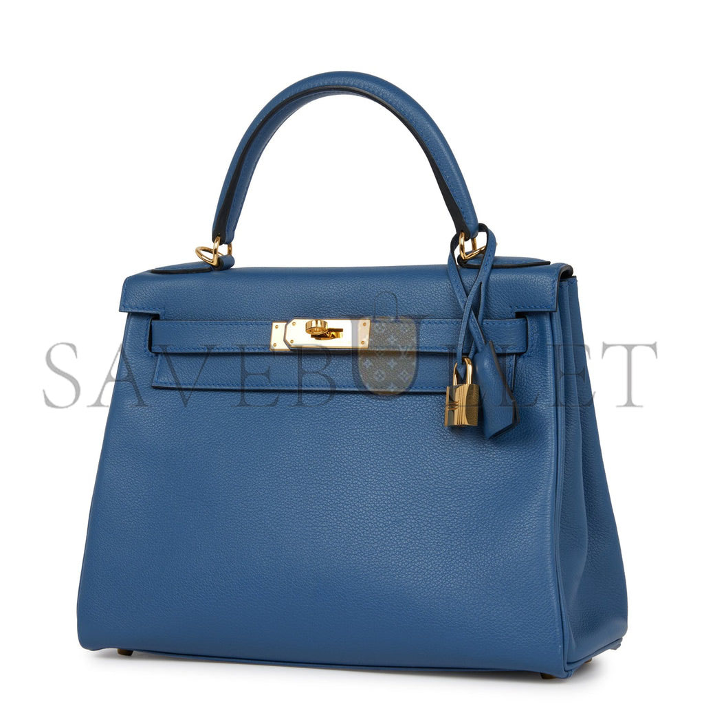 H**mes kelly retourne 28 bleu agate evercolor gold hardware (28*22*10cm)