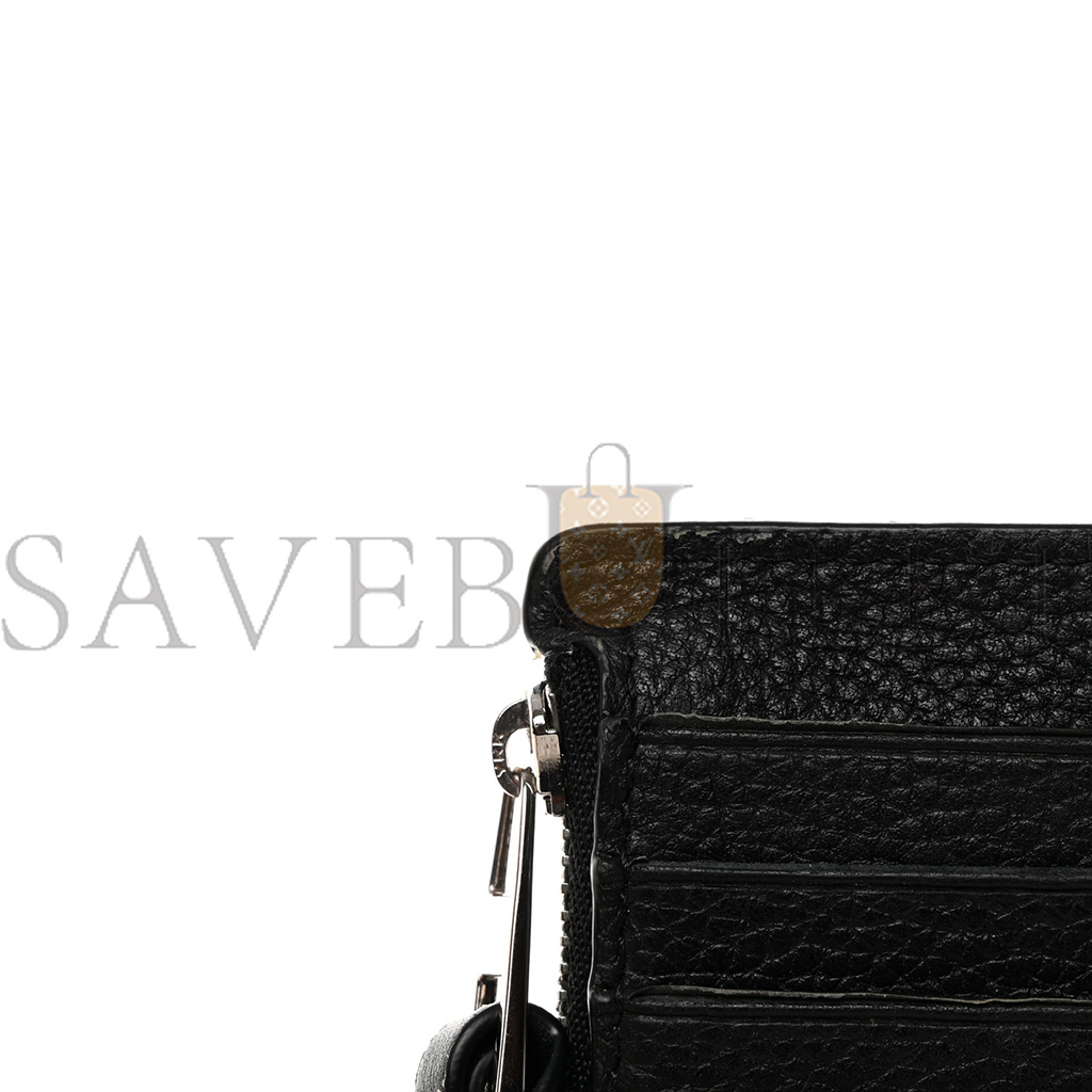 l*ew* soft grained calfskin coin card holder black (12*7cm)