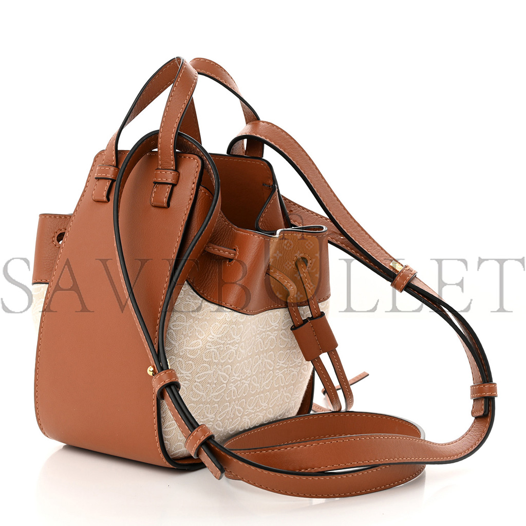l*ew* calfskin canvas mini hammock shoulder bag natural tan (19*17*10cm)