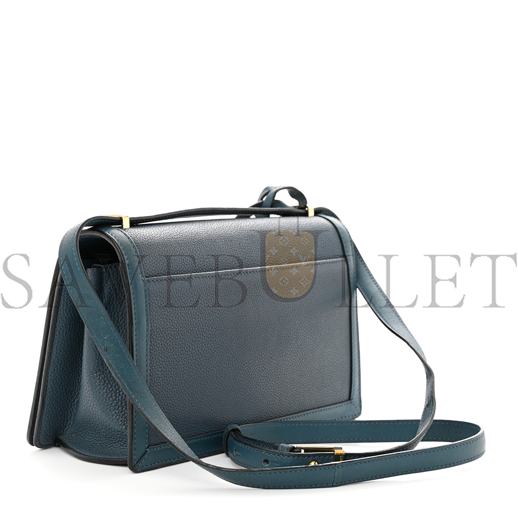 l*ew* grained calfskin medium barcelona shoulder bag indigo (23*15*8cm)