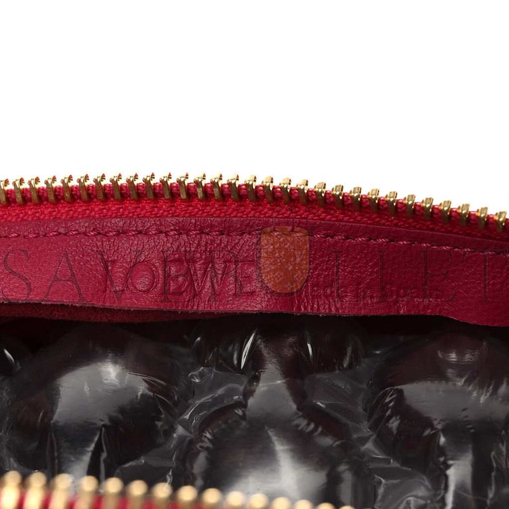 l*ew* lambskin pleated bracelet pouch shoulder bag rouge blossoms (25*10*10cm)