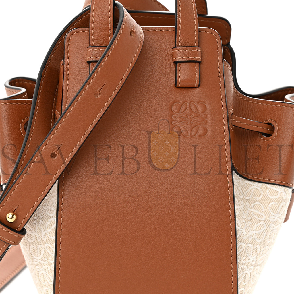 l*ew* calfskin canvas mini hammock shoulder bag natural tan (19*17*10cm)
