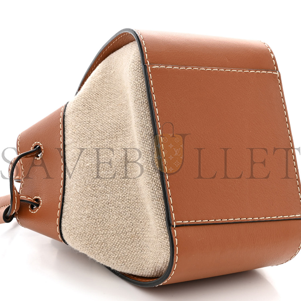 l*ew* calfskin canvas mini hammock shoulder bag natural tan (19*17*10cm)