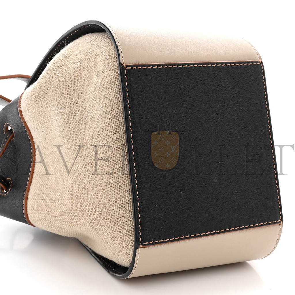 l*ew* calfskin canvas mini hammock shoulder bag mink black (20*16*10cm)