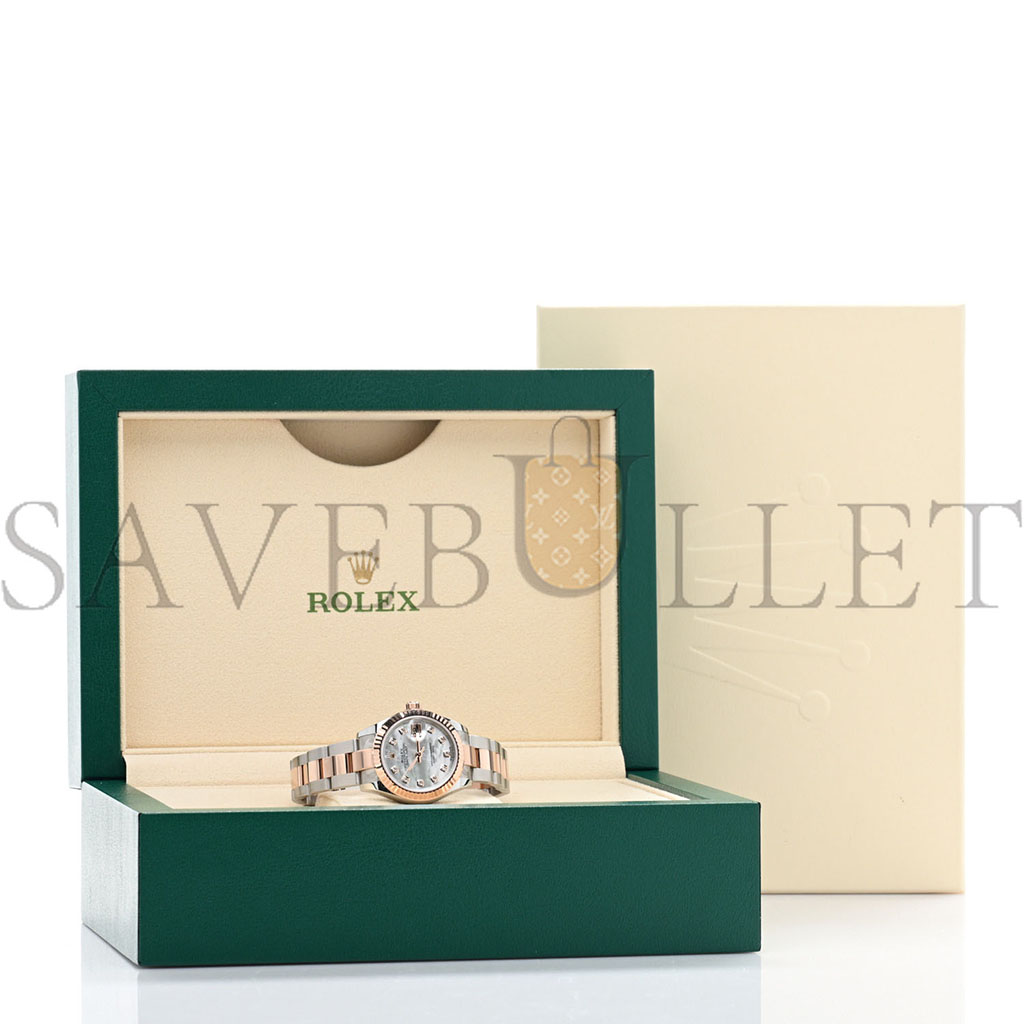 r*l*x stainless steel 18k everose gold Di*m*nd mother of pearl 28mm oyster perpetual datejust watch 279171