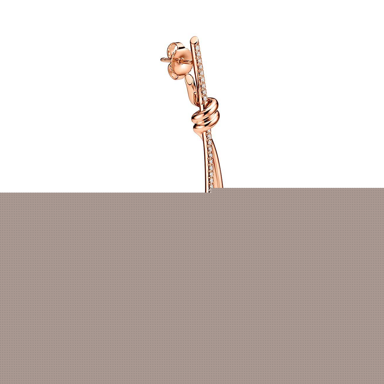 T*f*ny knot drop earrings in rose gold with diamonds