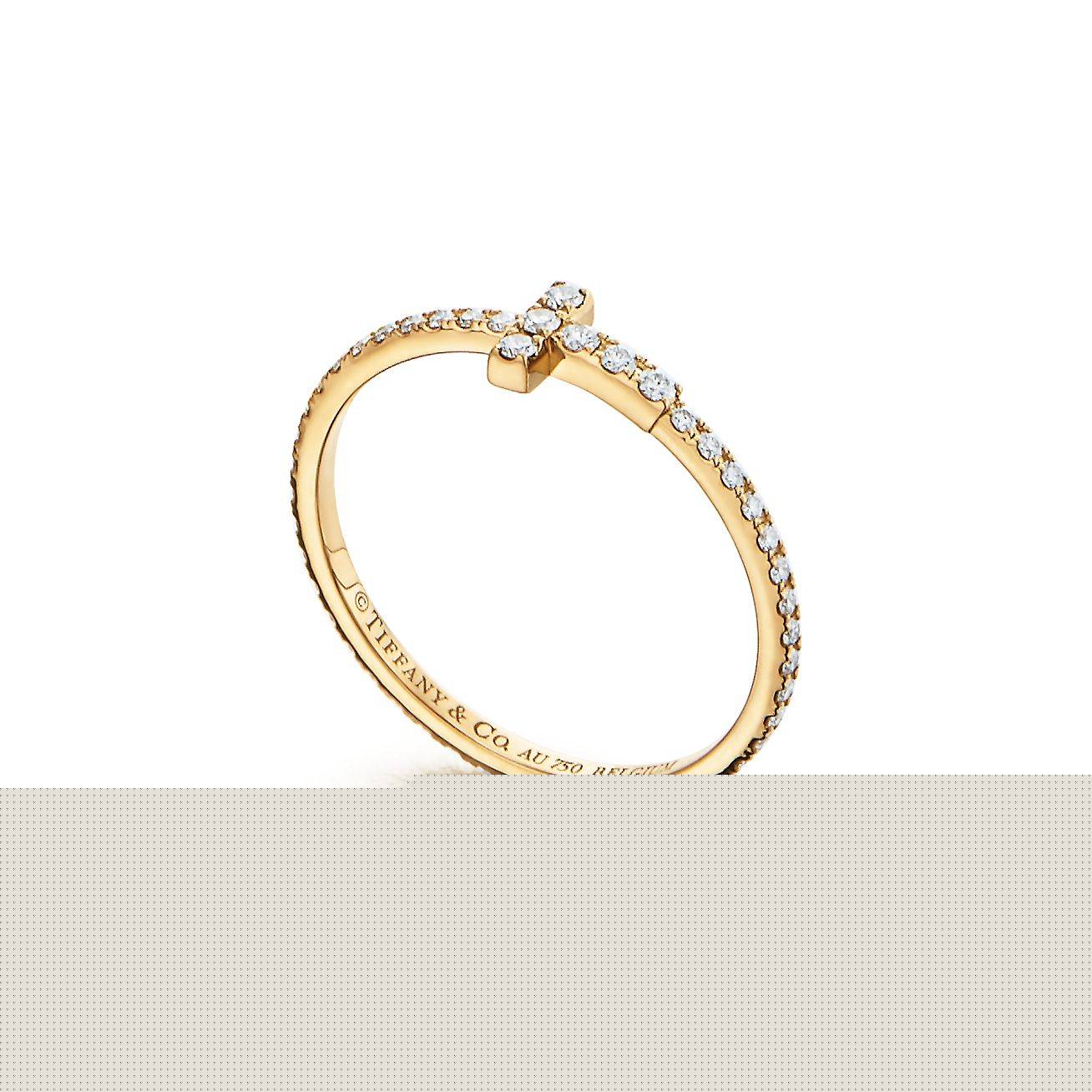 T*f*ny t diamond wire band ring in 18k gold