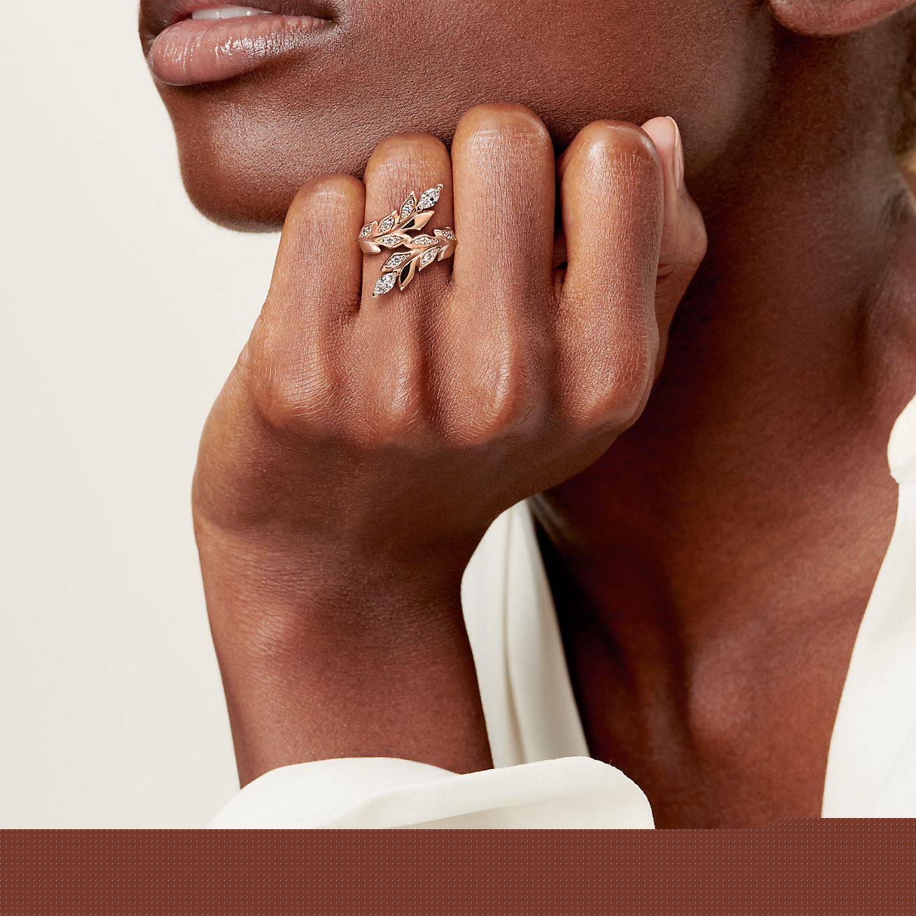 T*f*ny victoria® vine bypass ring in rose gold with diamonds