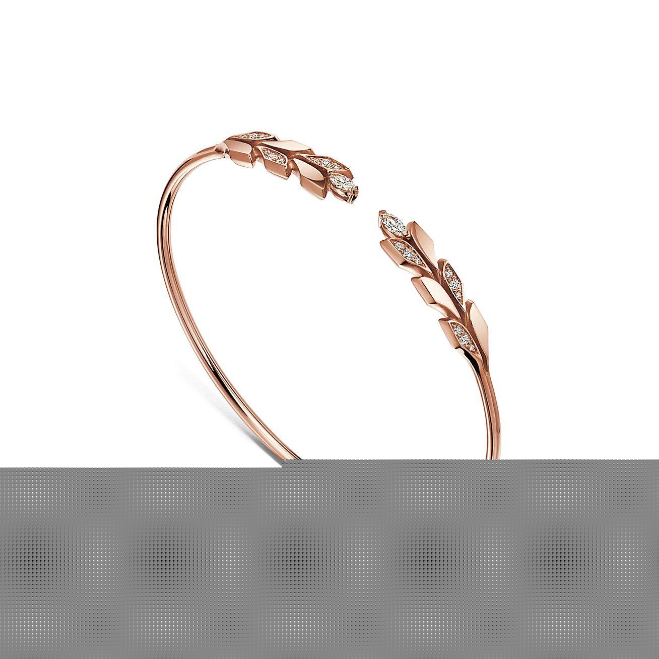 T*f*ny victoria® vine wire bracelet in rose gold with diamonds