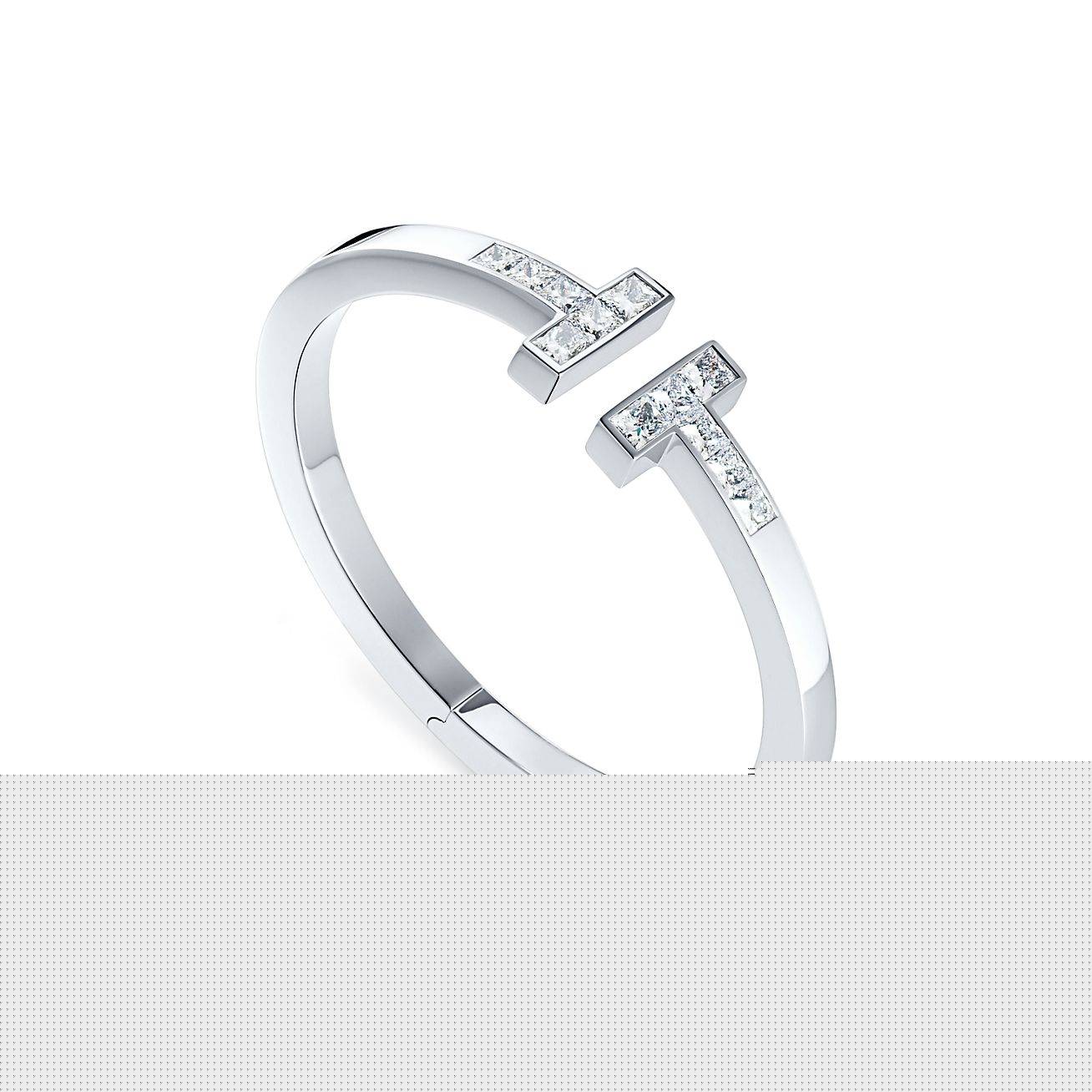 T*f*ny t princess-cut diamond square bracelet in 18k white gold