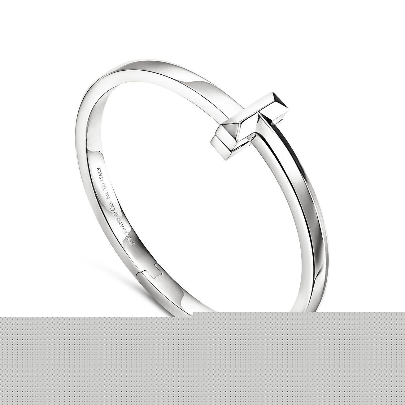 T*f*ny t t1 hinged bangle in white gold, wide