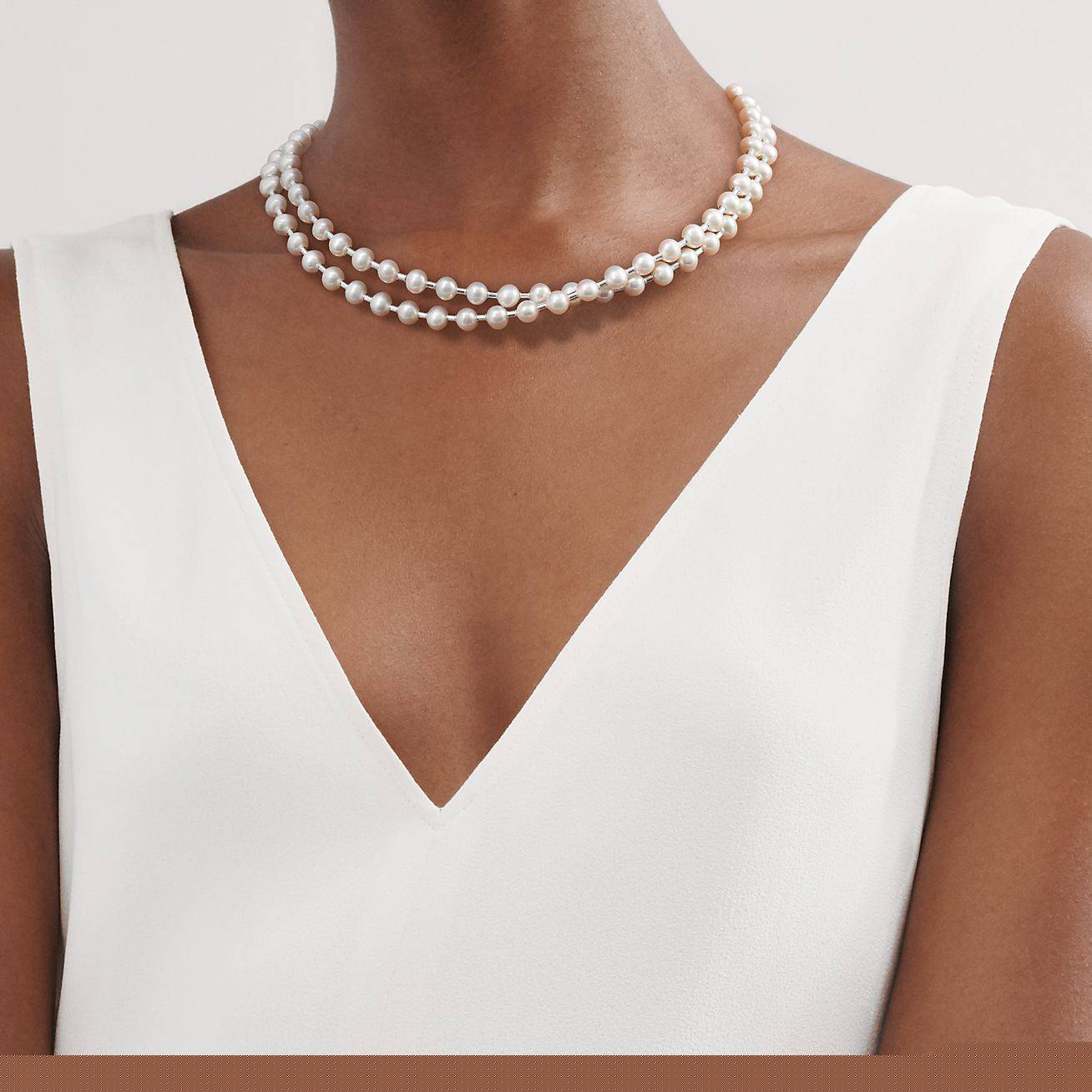 T*f*ny hardwear freshwater pearl wrap necklace in sterling silver, 32