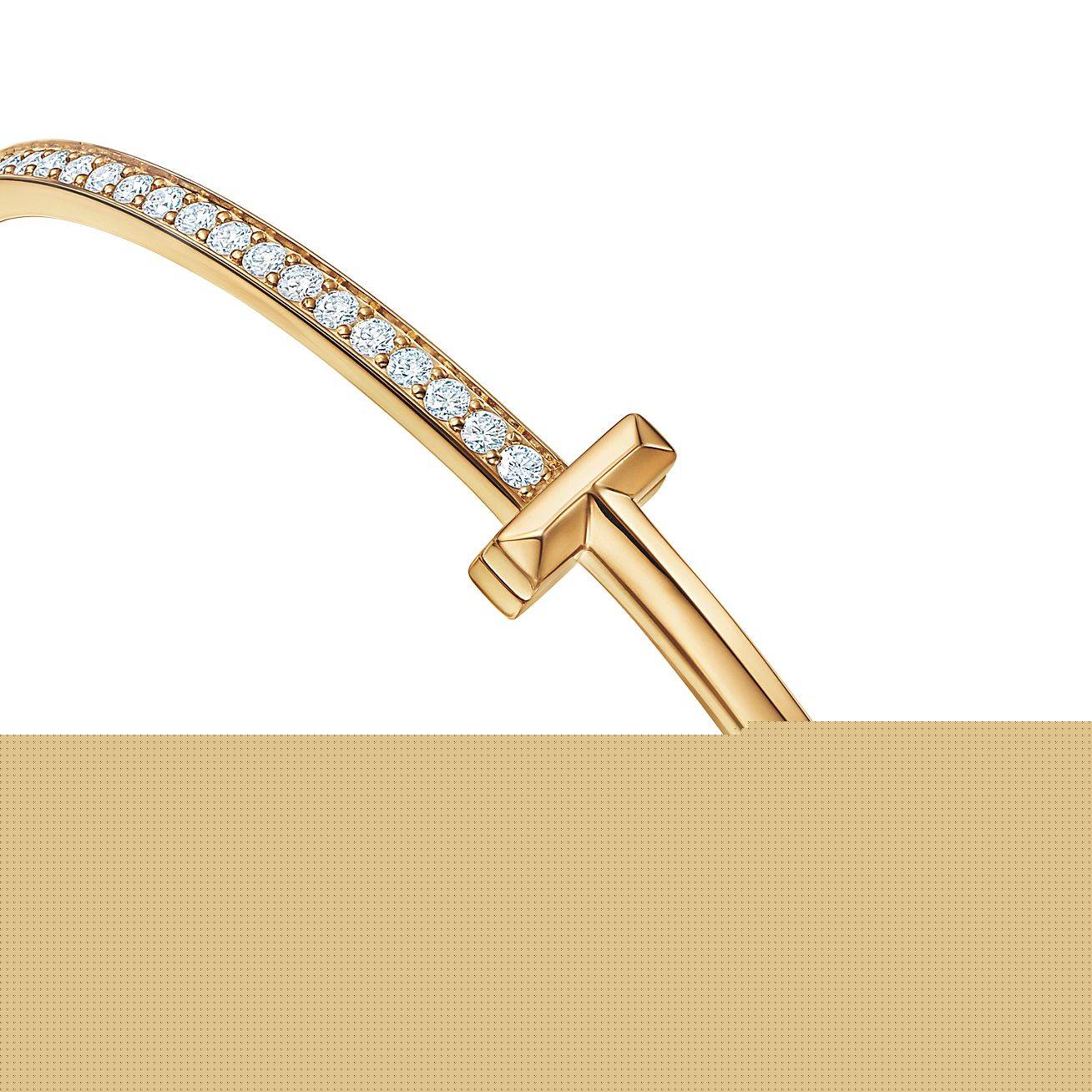 T*f*ny t t1 narrow diamond hinged bangle in 18k gold