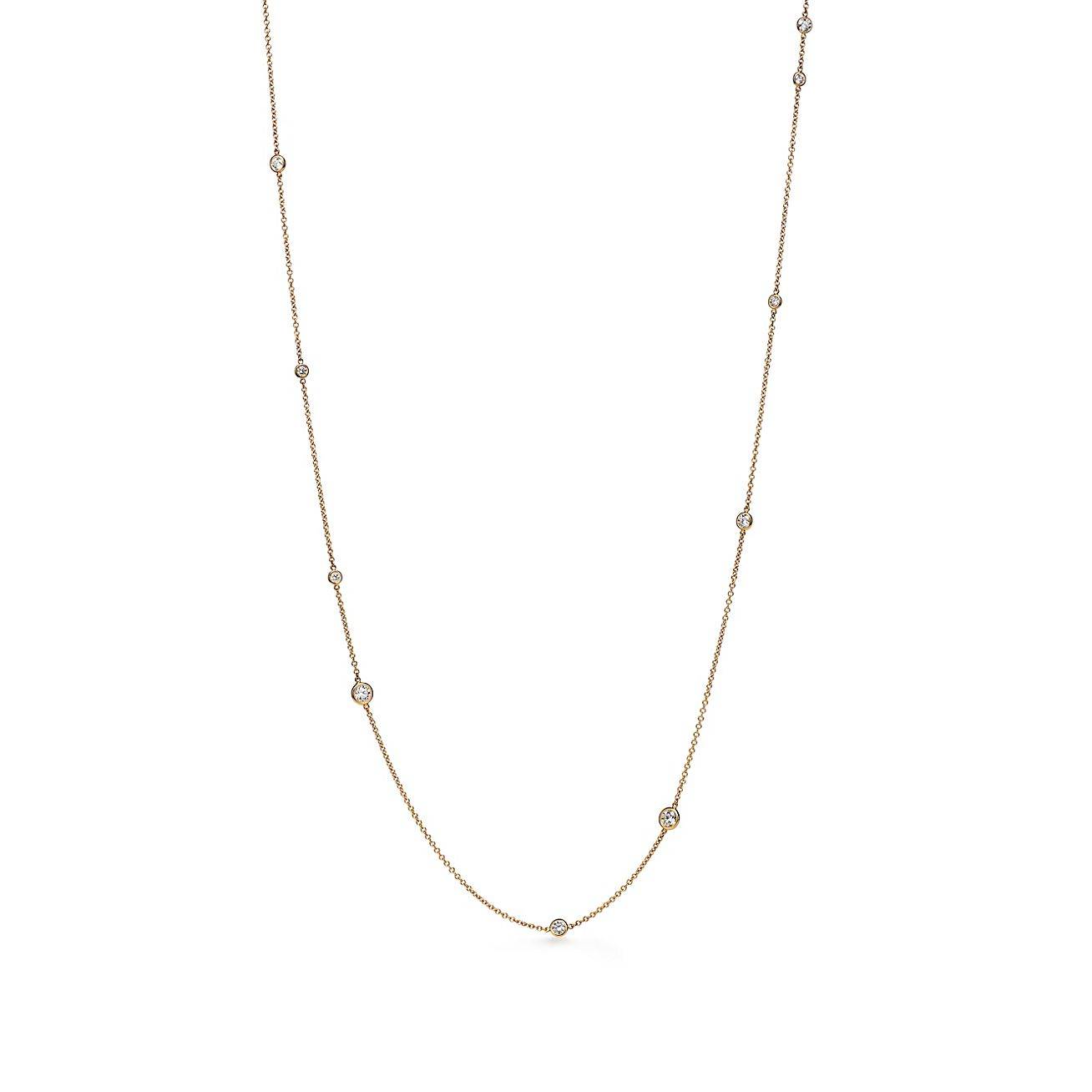 T*f*ny elsa peretti® diamonds by the yard® sprinkle necklace in yellow gold with diamonds