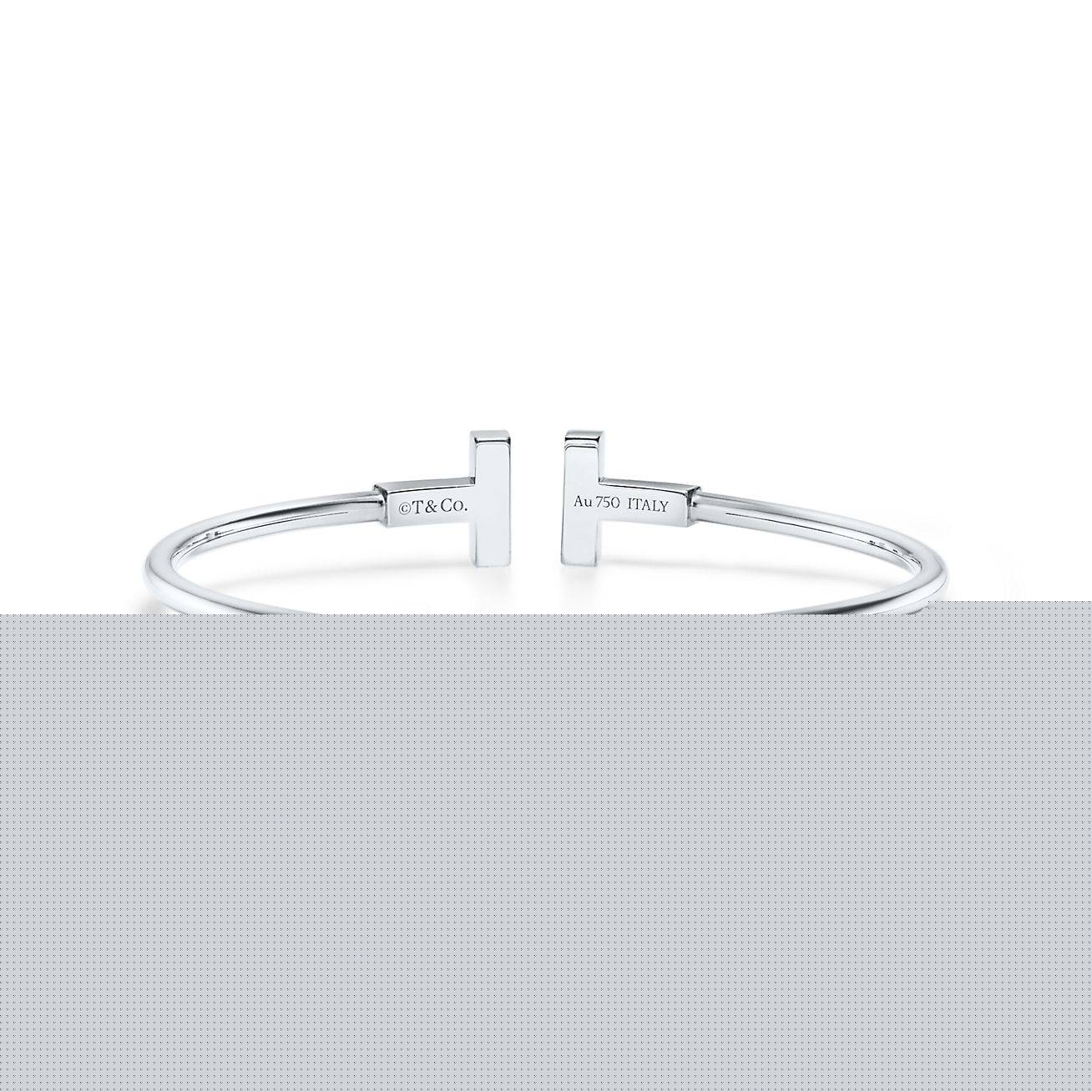 T*f*ny t diamond and turquoise wire bracelet in 18k white gold