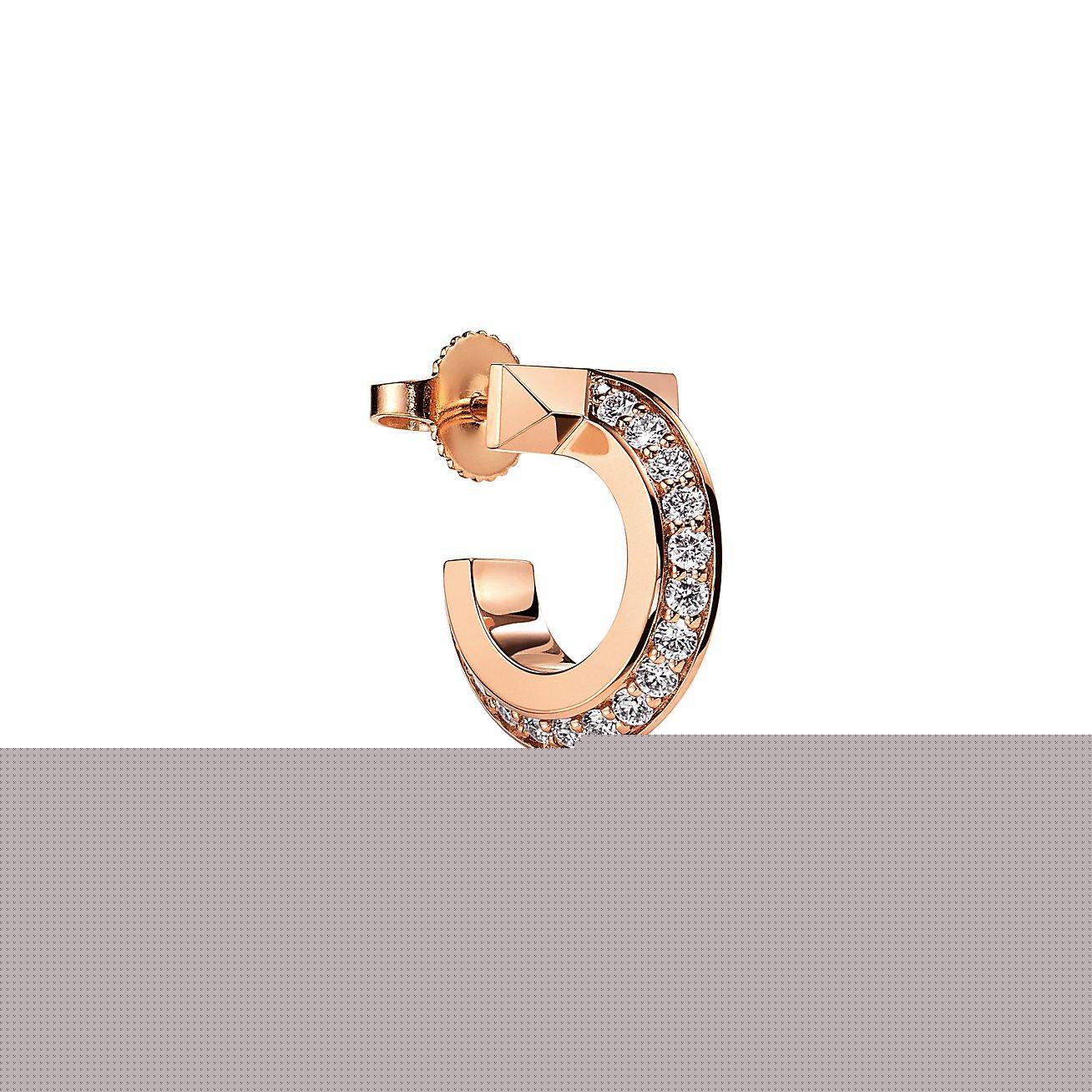 T*f*ny t t1 hoop earrings in rose gold with diamonds