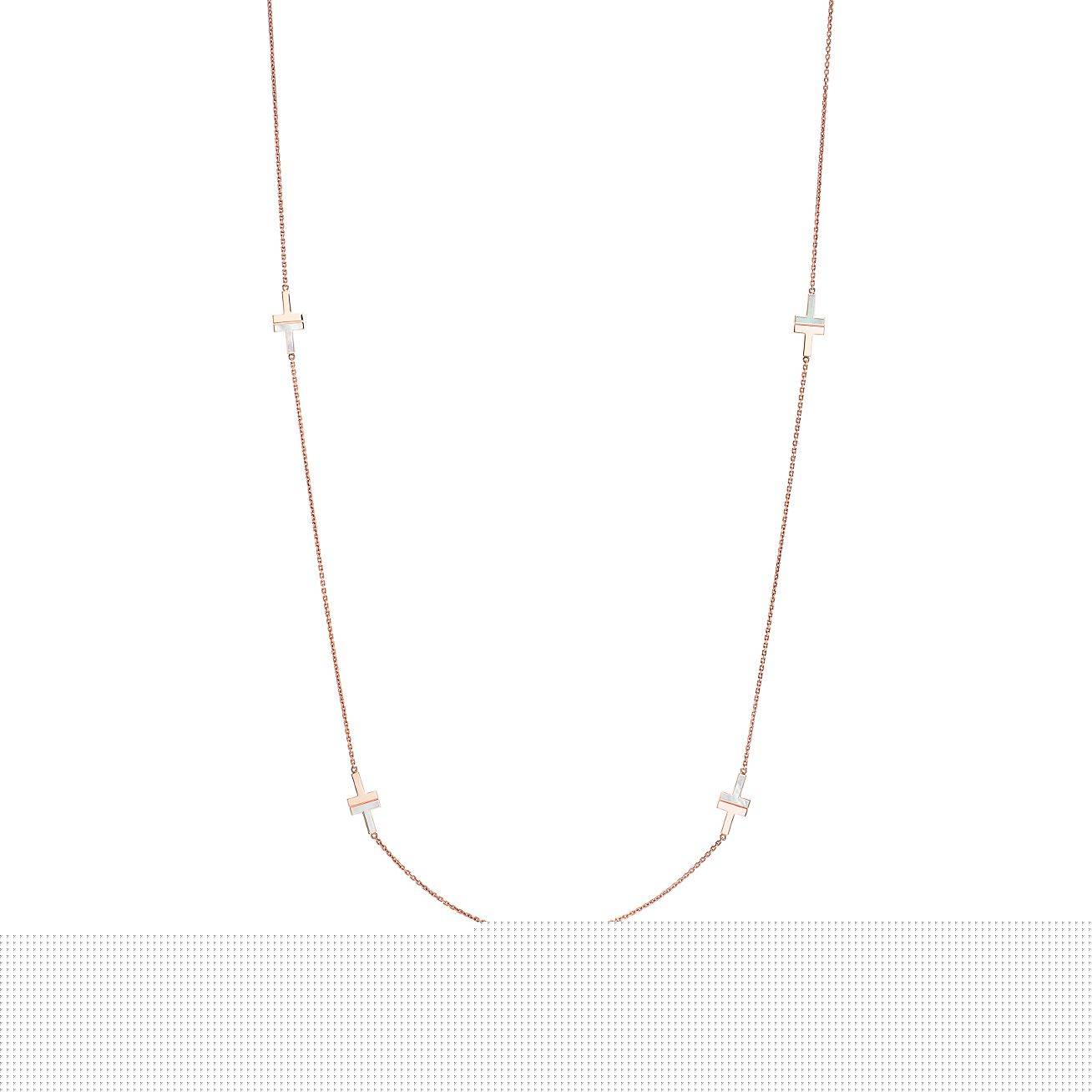 T*f*ny t mother-of-pearl station necklace in 18k rose gold, 34