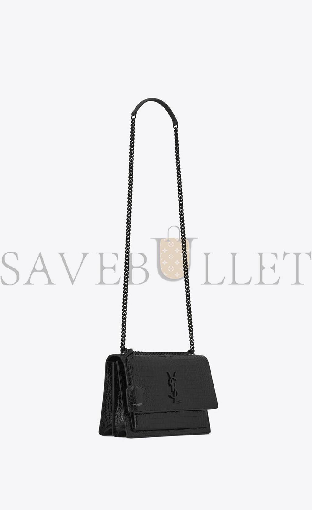 Y*L sunset medium chain bag in crocodile-embossed shiny leather 442906dnd0u1000 (22*16*6.5cm)