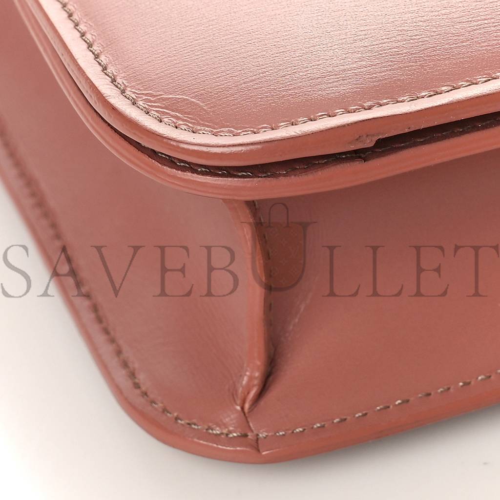 Ce1i*e box calfskin teen classic box flap bag antique rose (18*15*6cm)