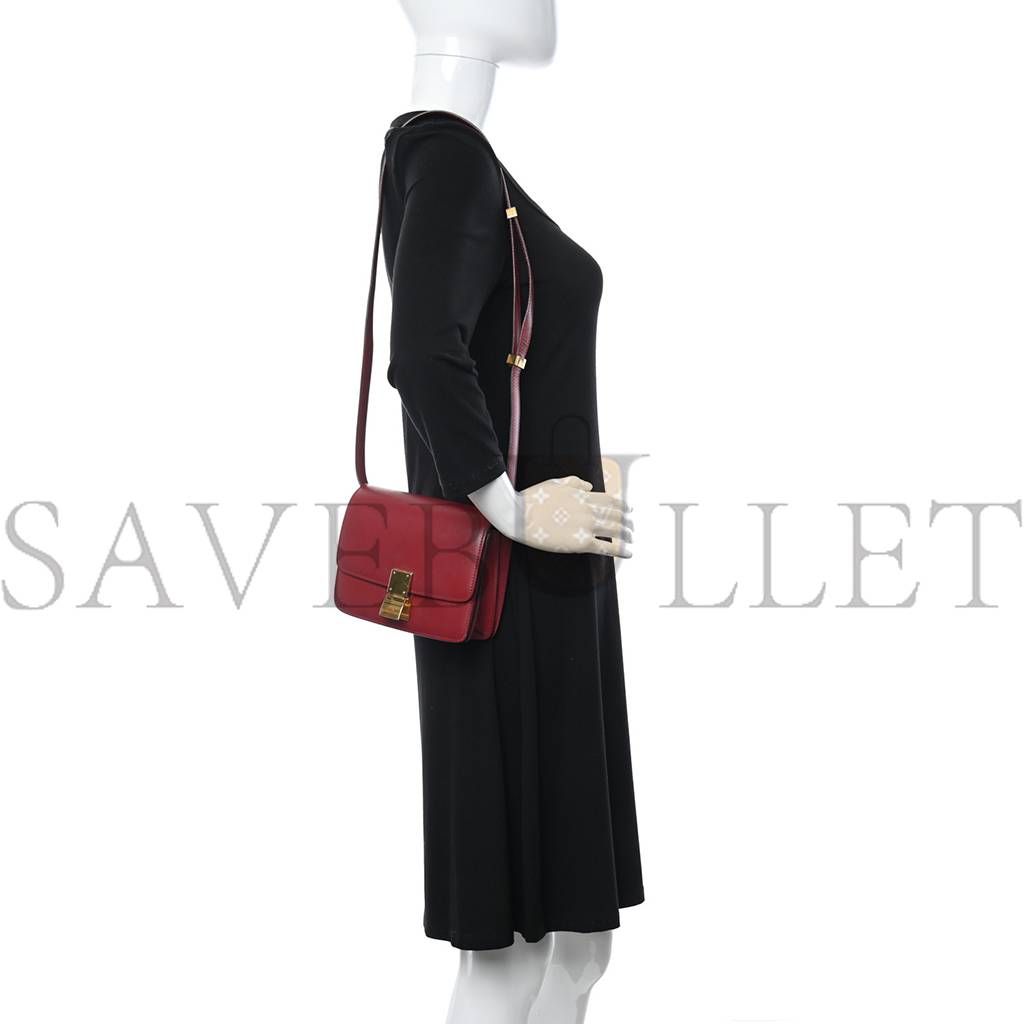 Ce**e smooth calfskin small classic box flap bag red (17*15*7cm)