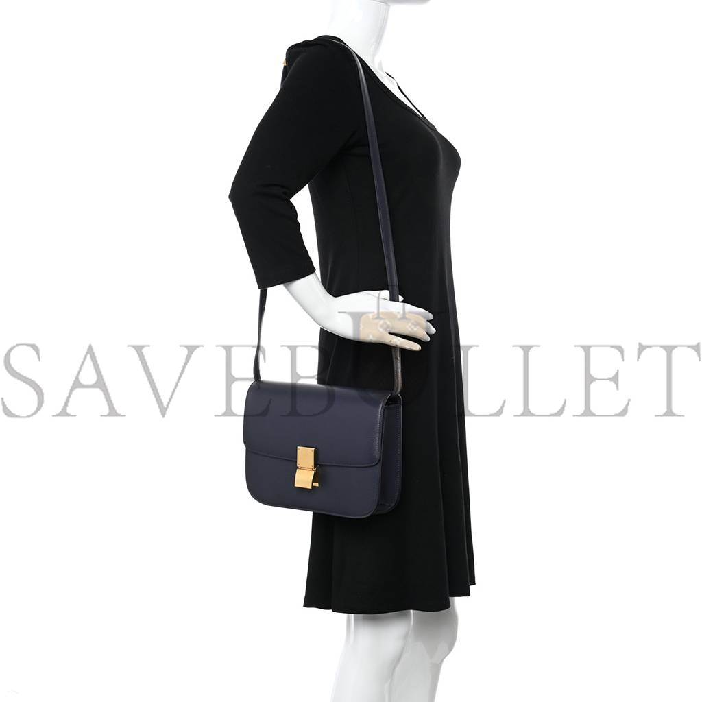 Ce**e liege calfskin medium classic box flap bag dark blue (23*18*6cm)