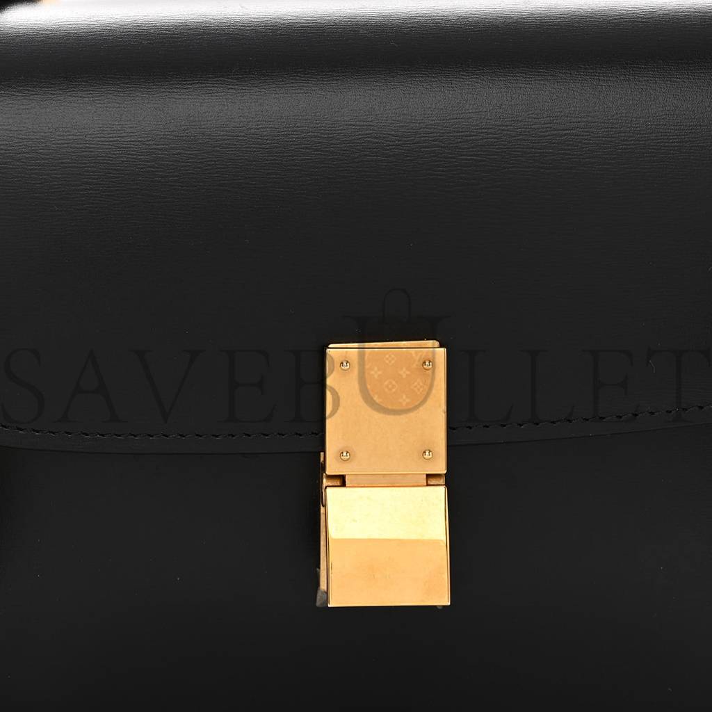 Ce**e box calfskin teen classic box flap bag black (18*15*6cm)