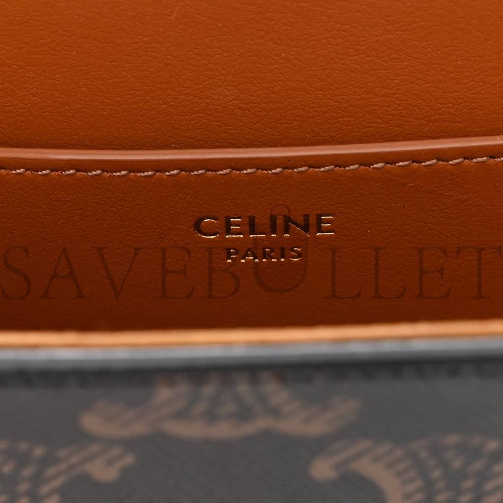 Ce**e triomphe canvas calfskin tabou clutch on strap tan (20*9*5cm)