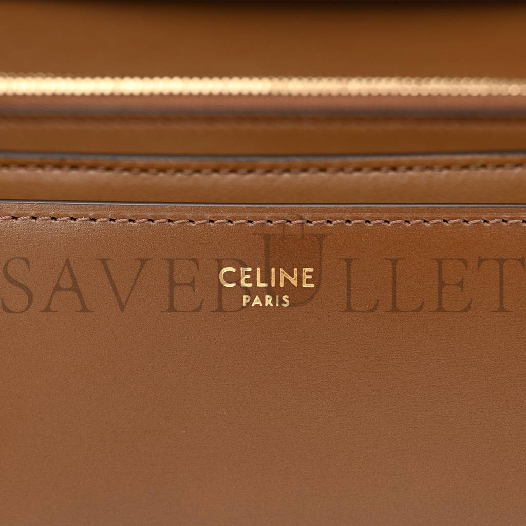 Ce**e box calfskin medium classic box flap bag camel (23*20*6cm)