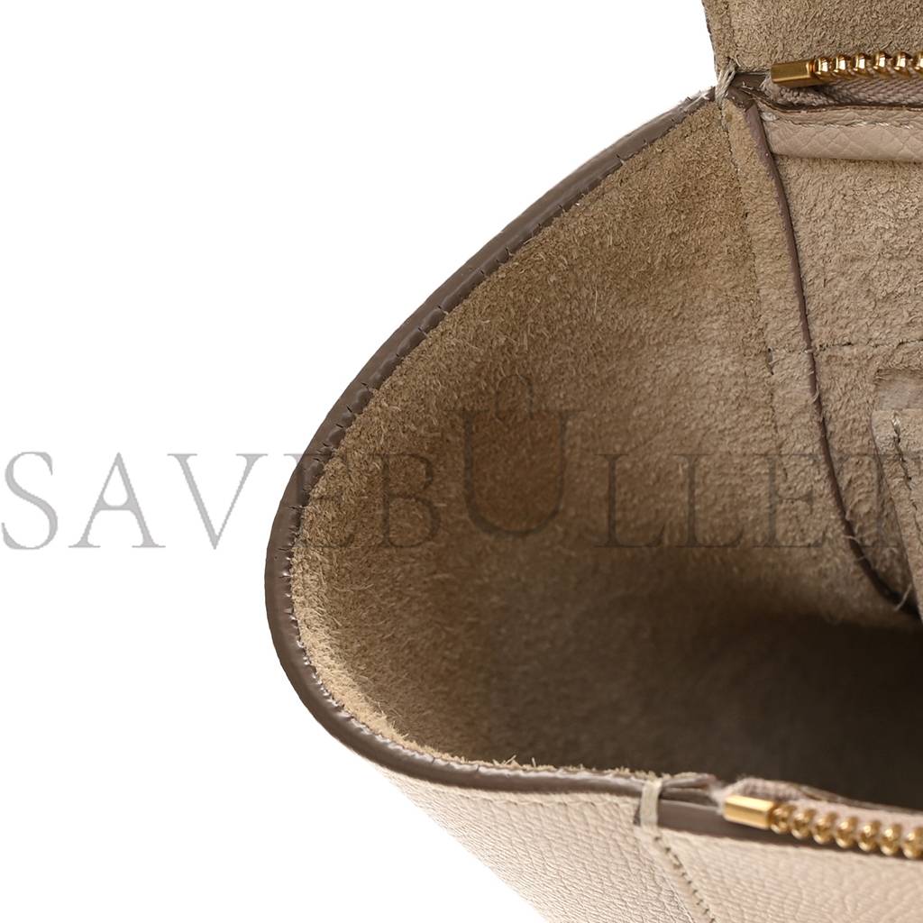 Ce**e grained calfskin micro belt bag light taupe (24*22*13cm)