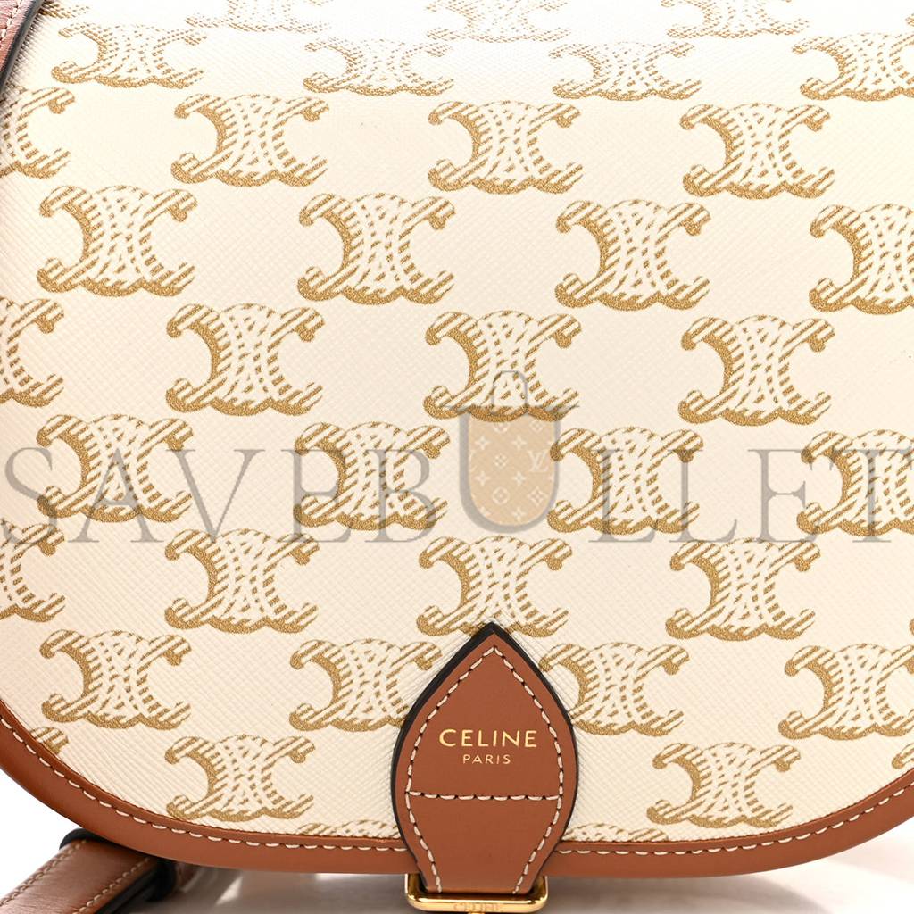 Ce**e triomphe canvas medium folco bag white (18*15*7cm)