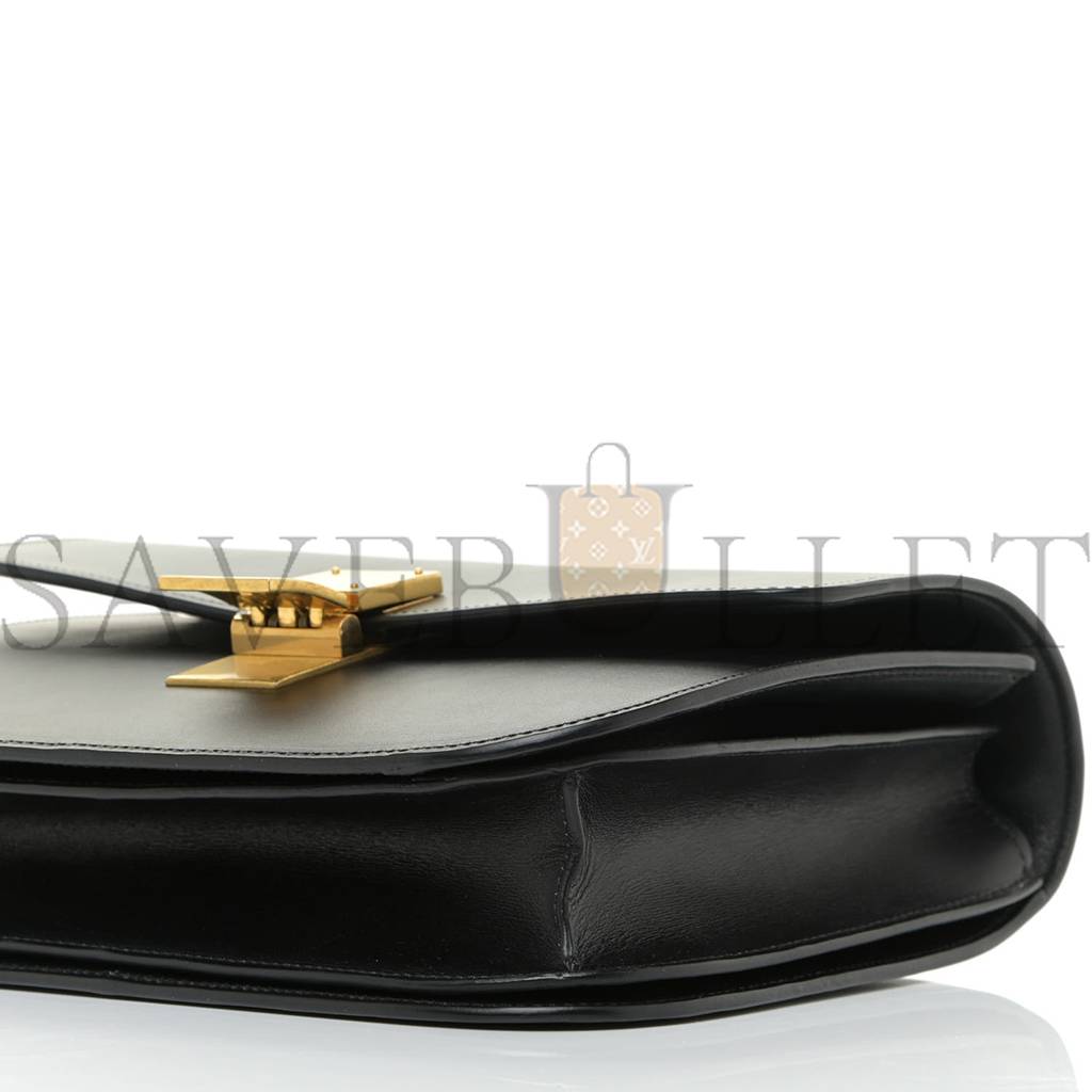 Ce1i*e box calfskin medium classic box flap bag black (23*18*7cm)