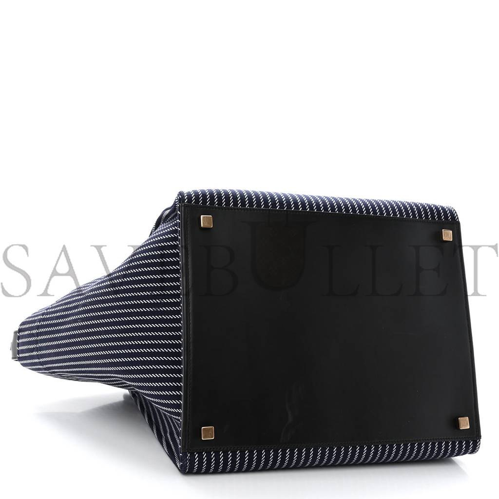 ce**e cotton canvas striped medium phanT0m lu*gage blue white (30*28*25cm)