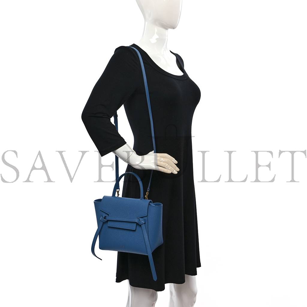 Ce**e grained calfskin nano belt bag blue (20*19*11cm)