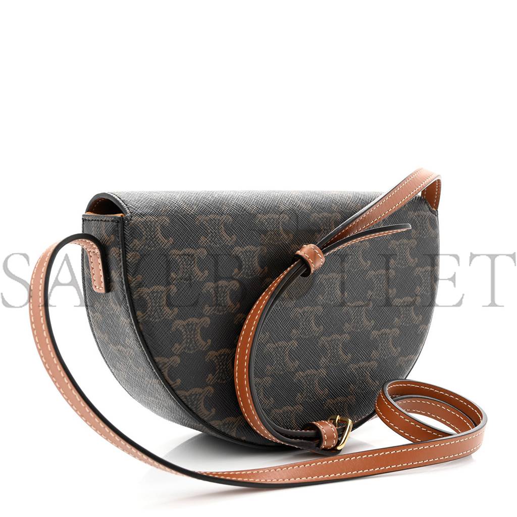 Ce**e calfskin triomphe canvas besace tan (22*14*6cm)