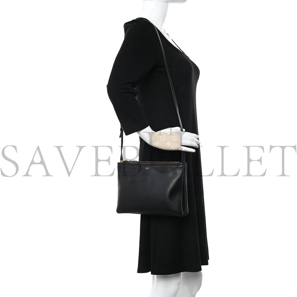 Ce**e lambskin large trio crossbody bag black (24*18*3cm)