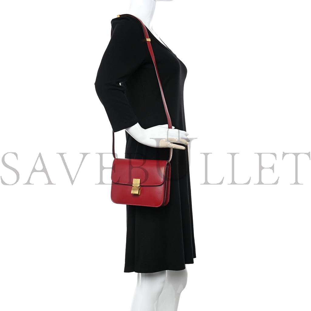 Ce**e box calfskin teen classic box flap bag red (18*15*6cm)