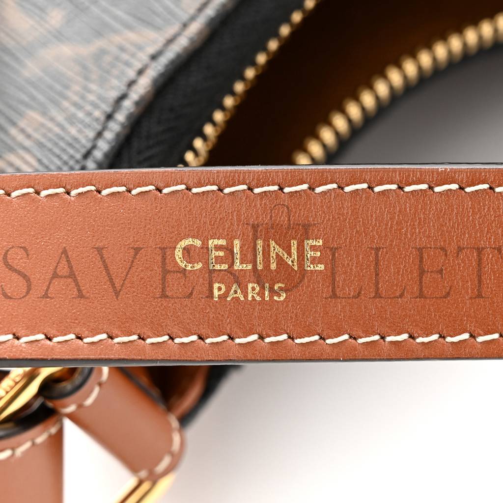 Ce**e triomphe canvas calfskin ava shoulder bag tan (24*19*6cm)