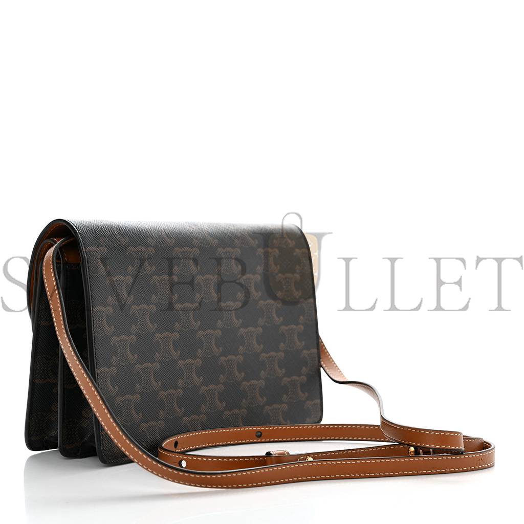 Ce**e triomphe canvas lambskin wallet on strap tan (20*13*6cm)